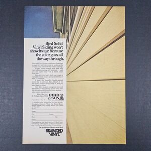 1974 Bird & Son Branded Solid Vinyl Siding Vintage Print Ad Woodgrain-Textured